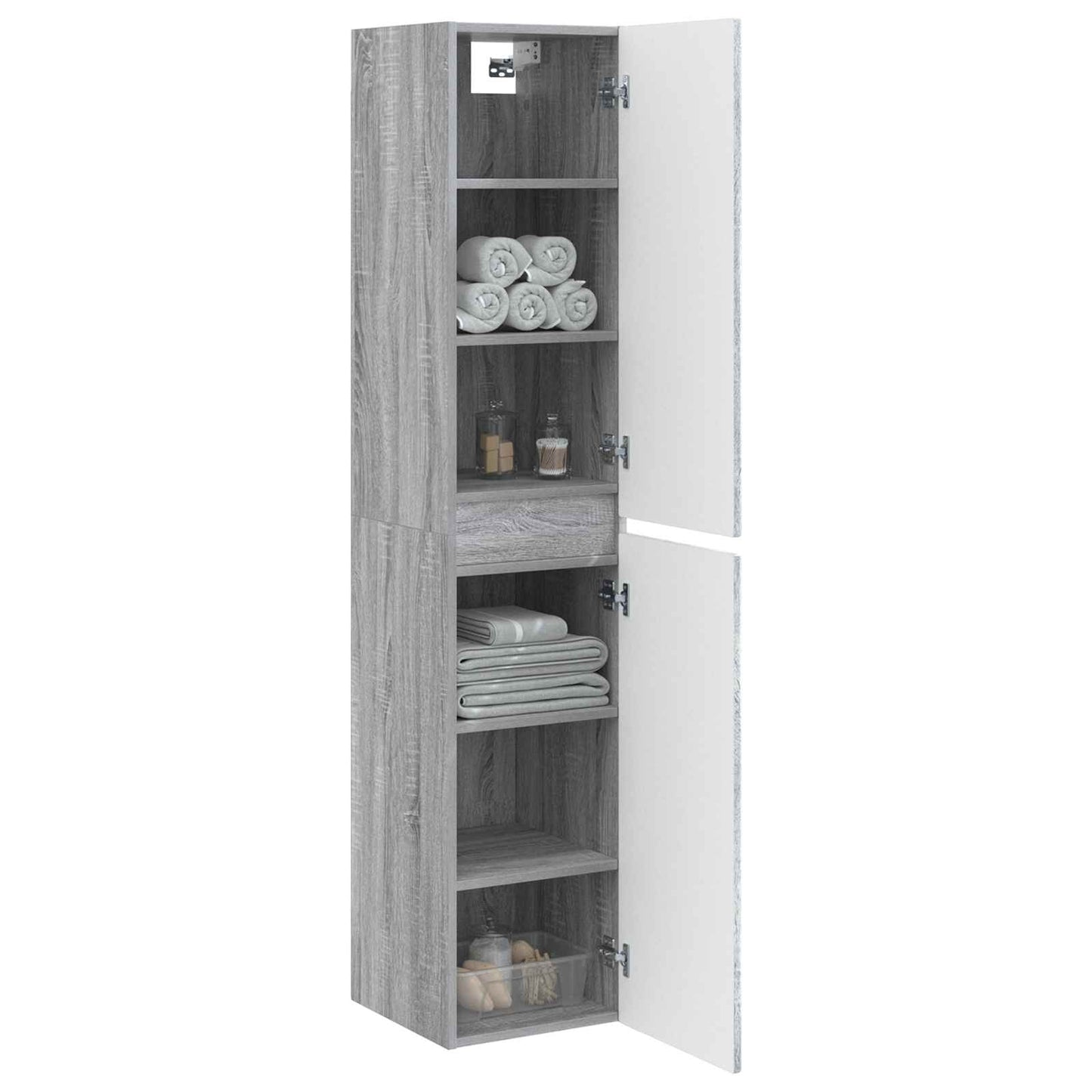 vidaXL Τοίχου Ντουλάπα Μπάνιου Γκρι Sonoma 33 x 34,5 x 160 εκ