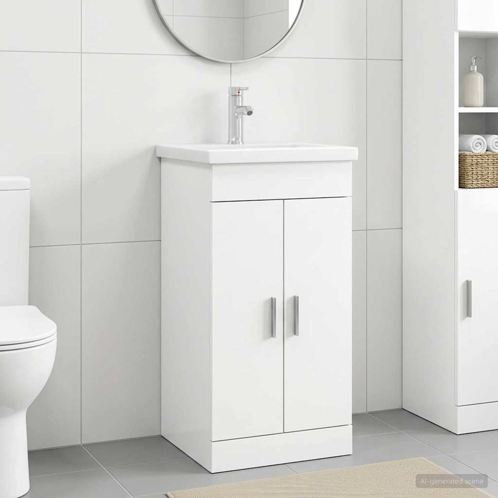 vidaXL Καθρέφτης μπάνιου με νιπτήρα Λευκό 42 x 40 x 84,5 εκ