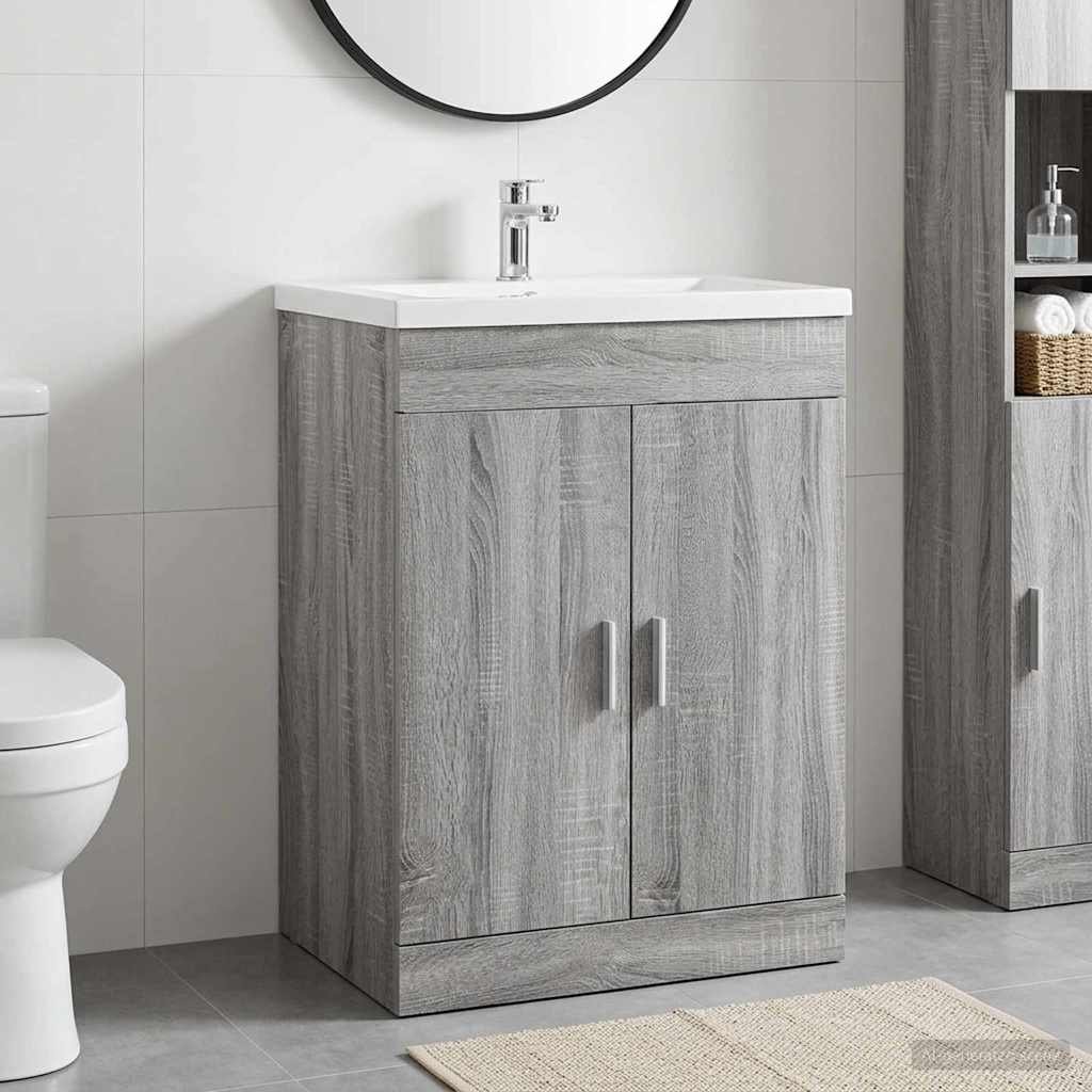 vidaXL Ντουλάπι Κάτω από τον Νιπτήρα Γκρι Sonoma 56 x 37,5 x 81 εκ