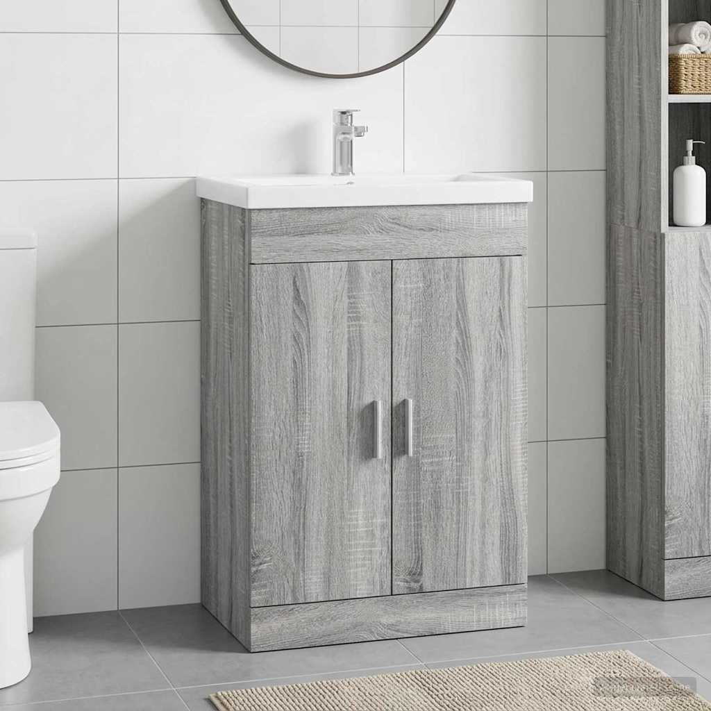 vidaXL Ντουλάπι Κάτω από τον Νιπτήρα Γκρι Sonoma 78,5 x 37,5 x 81 εκ