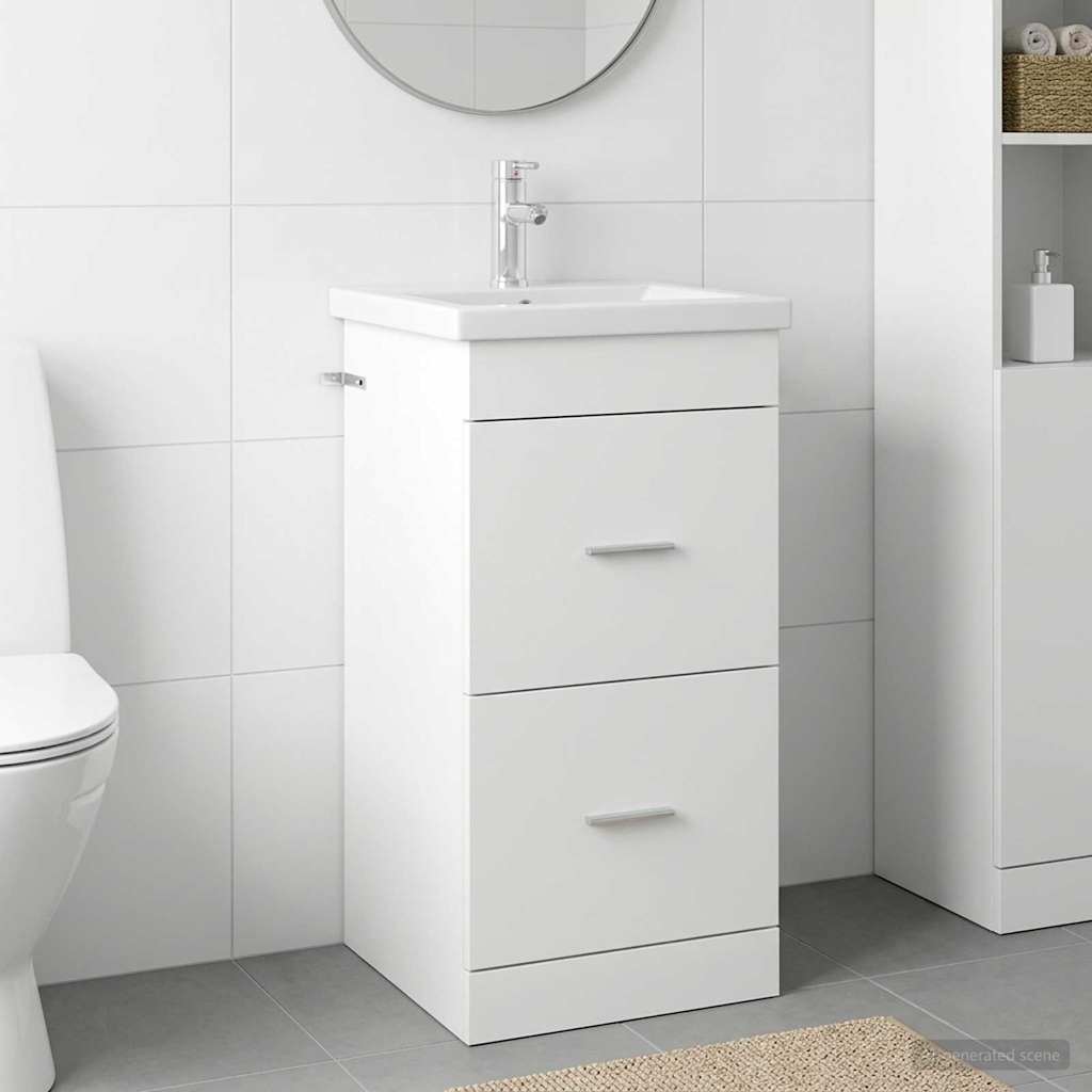 vidaXL Καθρέφτης μπάνιου με νιπτήρα Λευκό 42 x 40 x 84,5 εκ