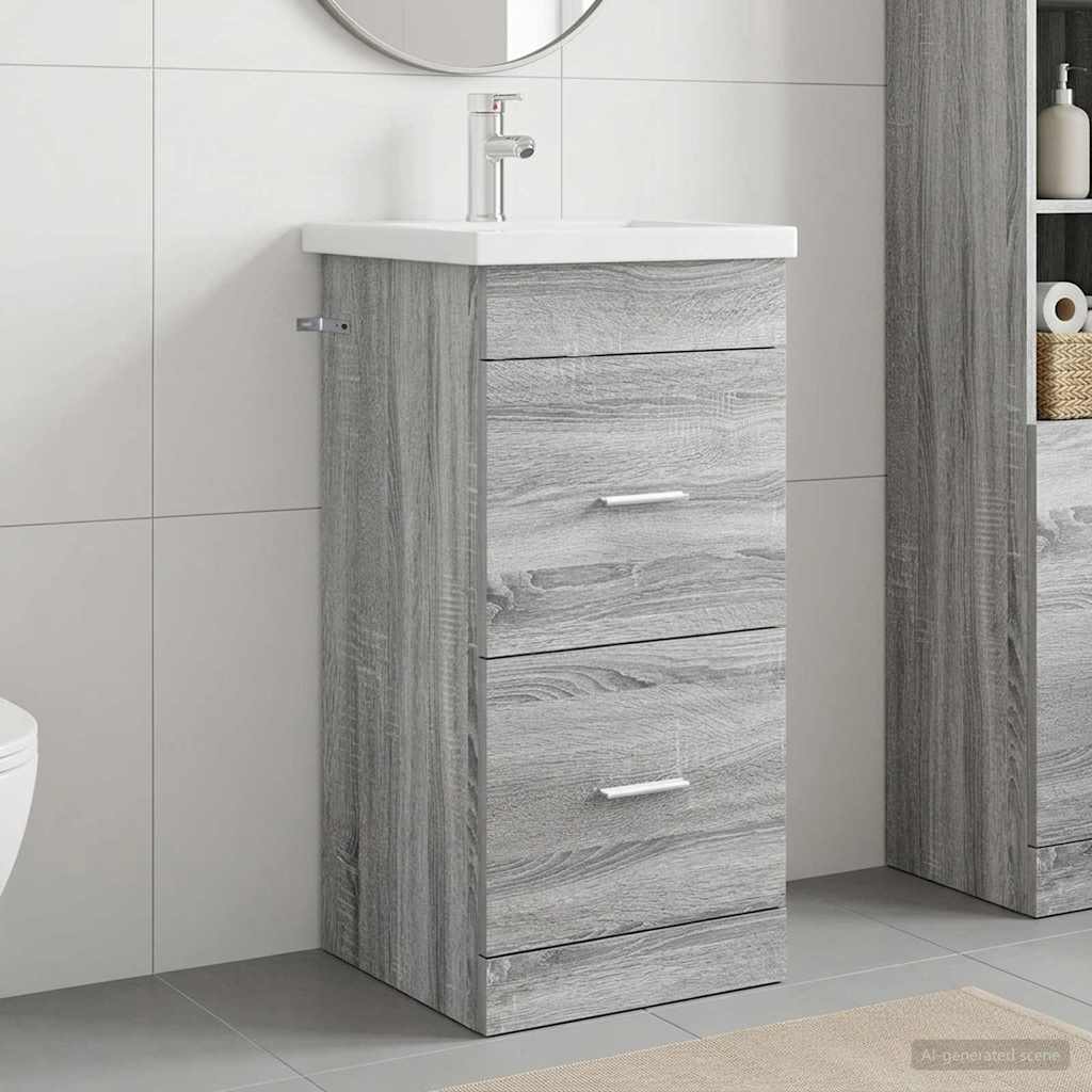 vidaXL Καθρέφτης μπάνιου με νιπτήρα Γκρι Sonoma 42 x 40 x 84,5 εκ