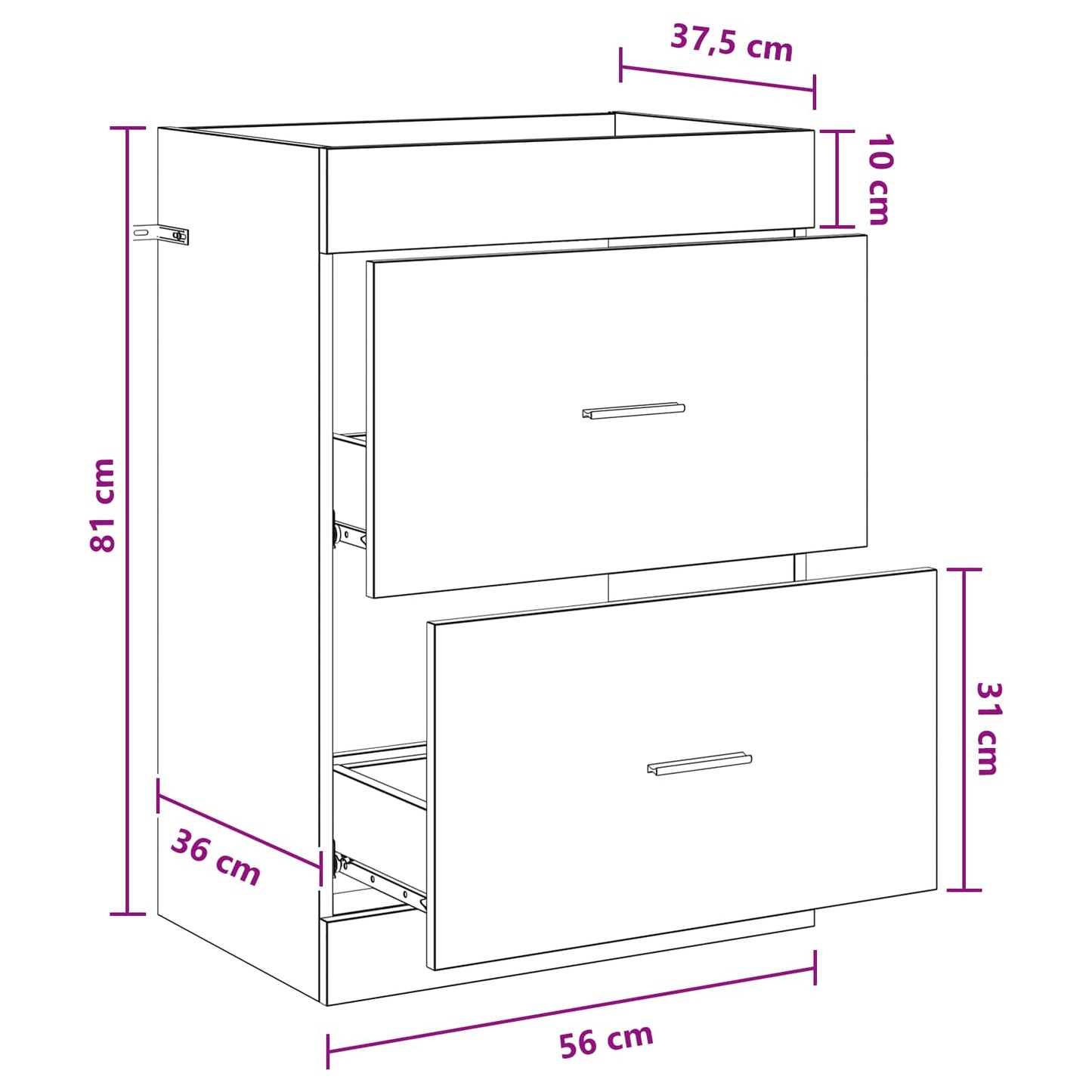 vidaXL Ντουλάπι Κάτω από τον Νιπτήρα Γκρι Sonoma 56 x 37,5 x 81 εκ