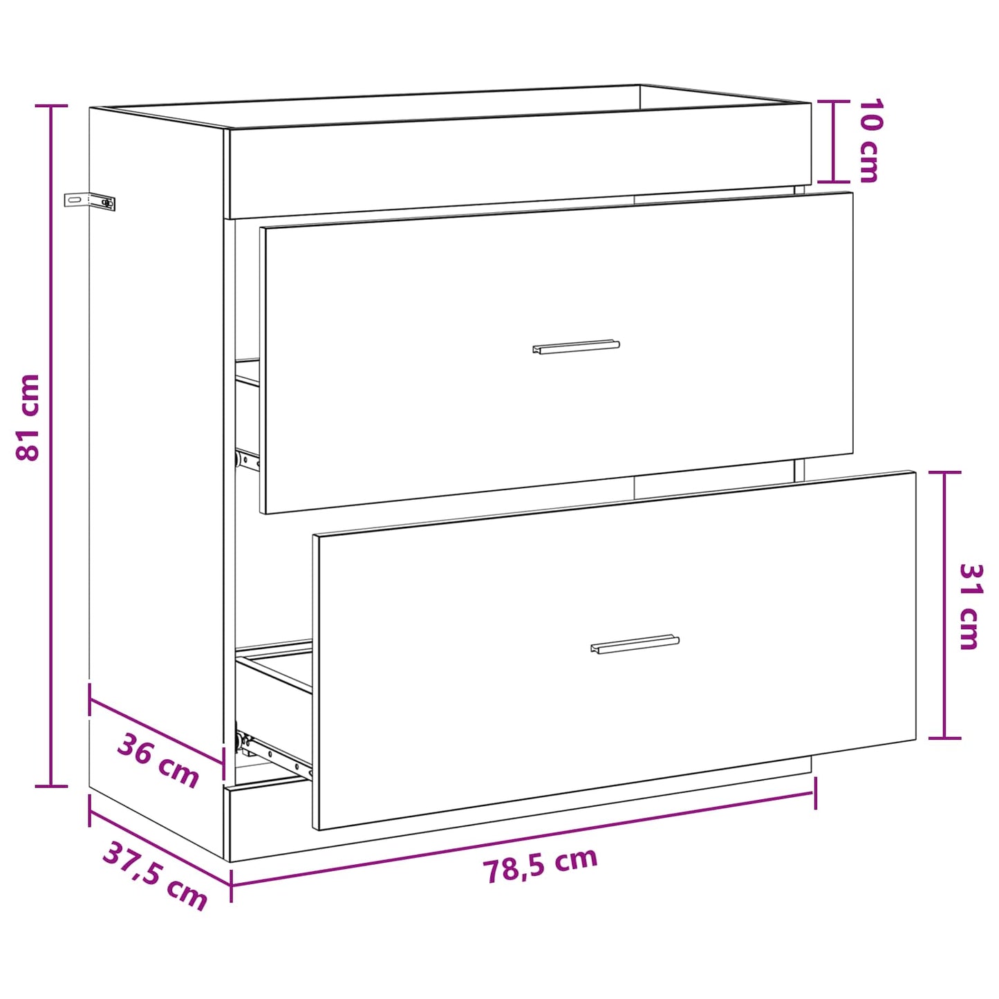 vidaXL Ντουλάπι Κάτω από τον Νιπτήρα Λευκό 78,5 x 37,5 x 81 εκ