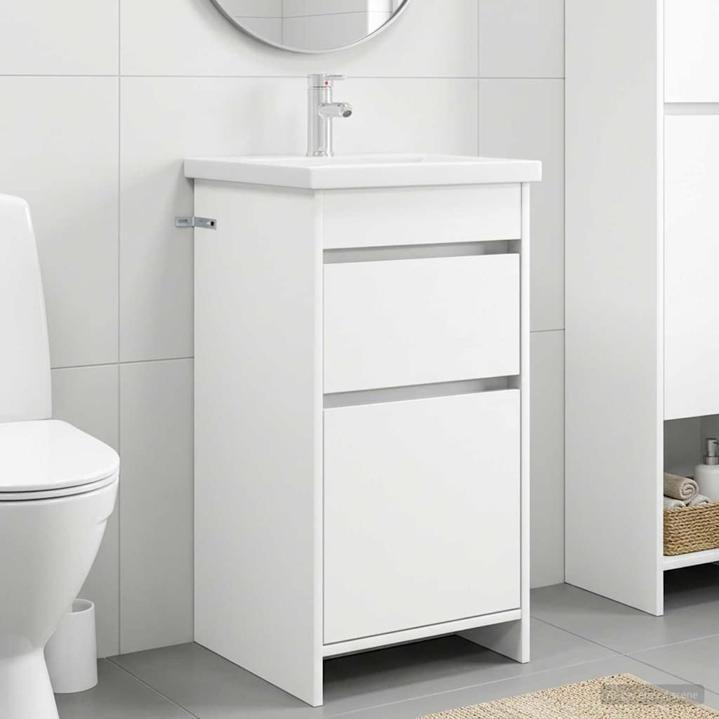 vidaXL Καθρέφτης μπάνιου με νιπτήρα Λευκό 42 x 40 x 84,5 εκ