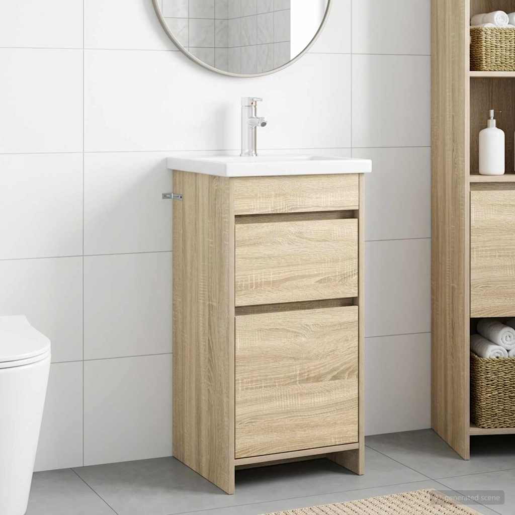 vidaXL Καθρέφτης μπάνιου με νιπτήρα Sonoma Δρυς 42 x 40 x 84,5 εκ