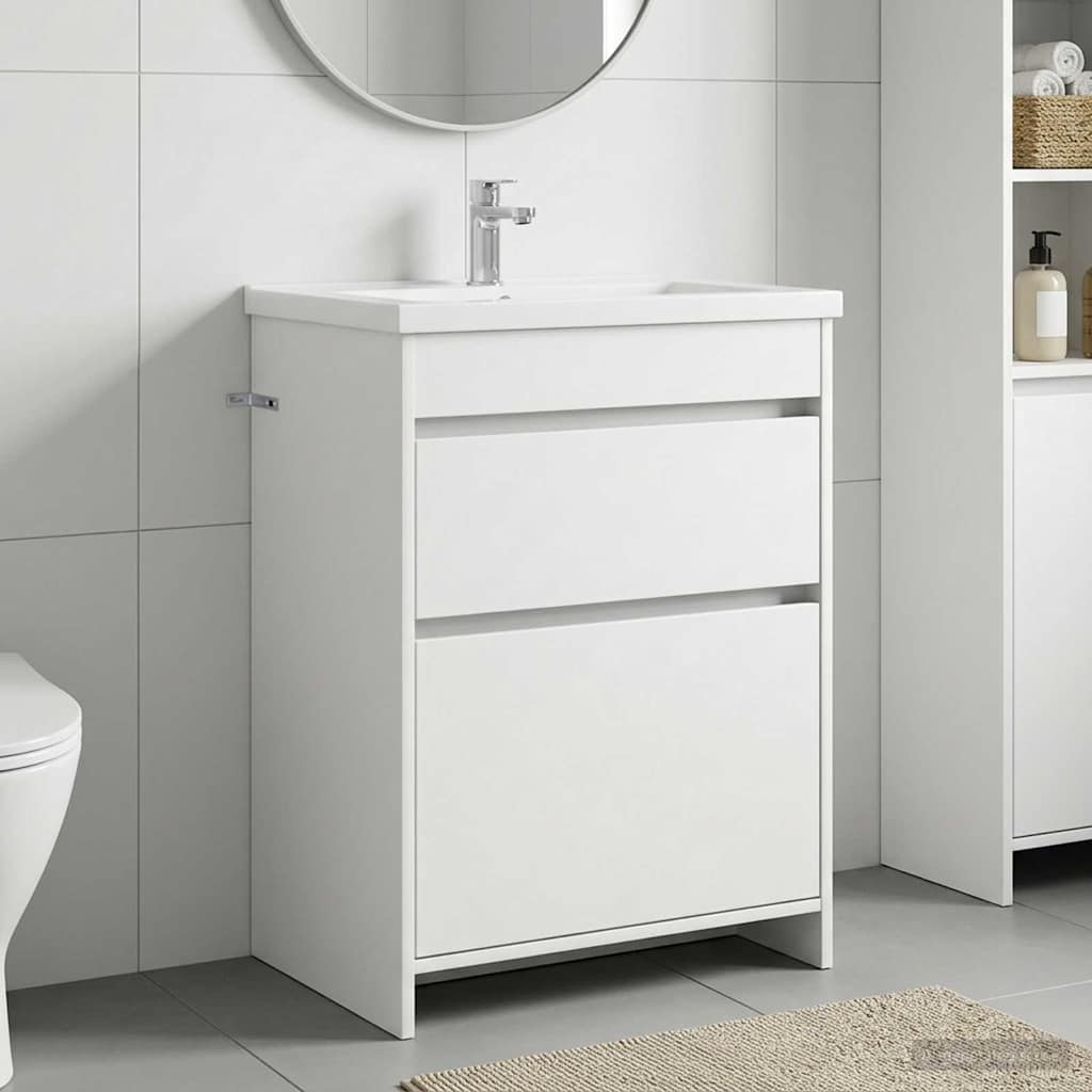 vidaXL Ντουλάπι Κάτω από τον Νιπτήρα Λευκό 56 x 37,5 x 81 εκ