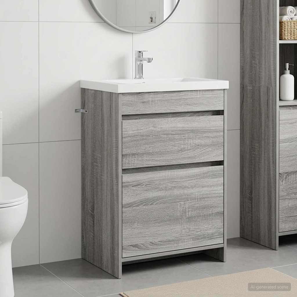 vidaXL Ντουλάπι Κάτω από τον Νιπτήρα Γκρι Sonoma 56 x 37,5 x 81 εκ