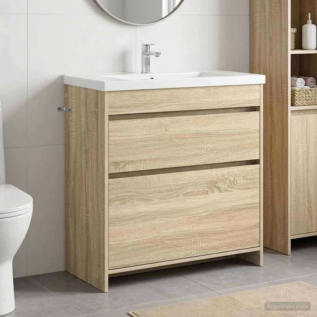 vidaXL Ντουλάπι Κάτω από τον Νιπτήρα Sonoma Δρυς 78,5 x 37,5 x 81 εκ