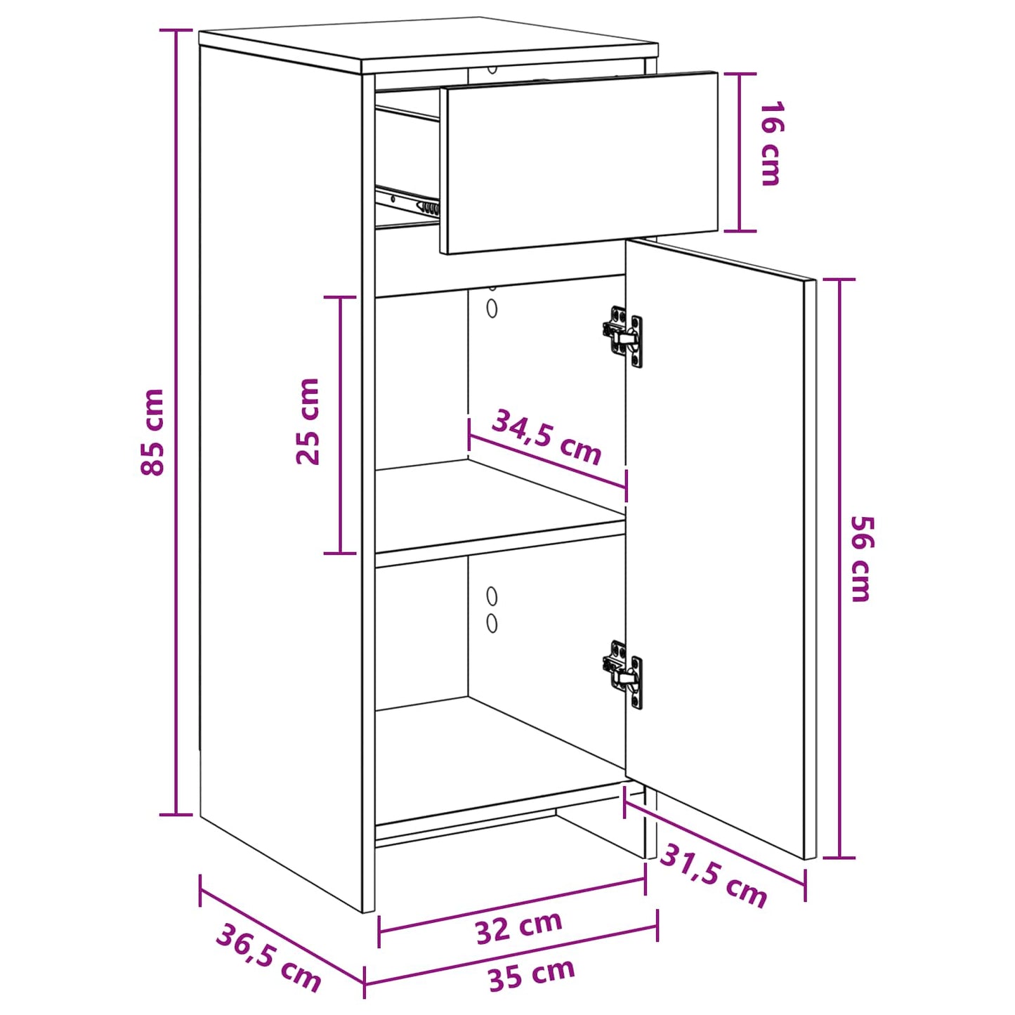 vidaXL Ντουλάπι Μπάνιου Παλαιωμένο ξύλο 35 x 36,5 x 85 εκ.