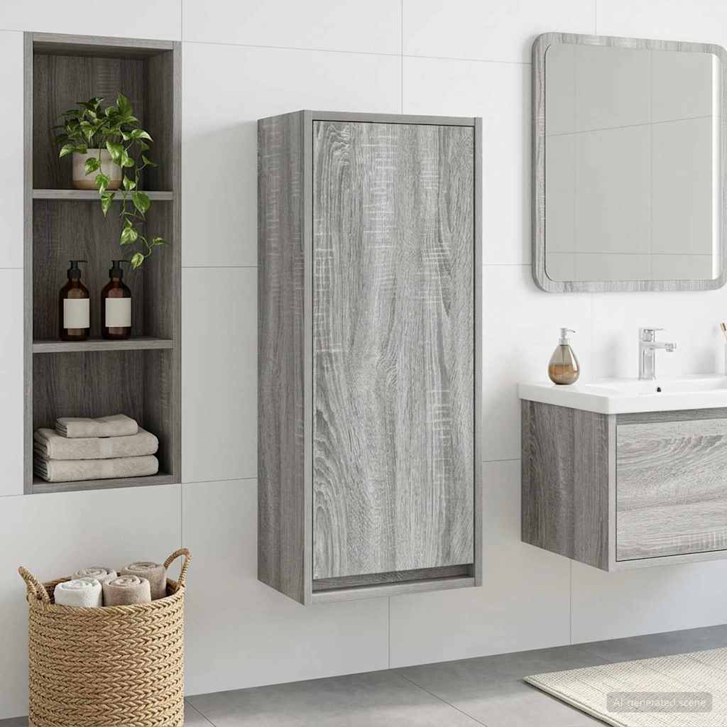 vidaXL Επιτοίχιος νιπτήρας βανίλιας Γκρι Sonoma 35 x 20 x 81 εκ.