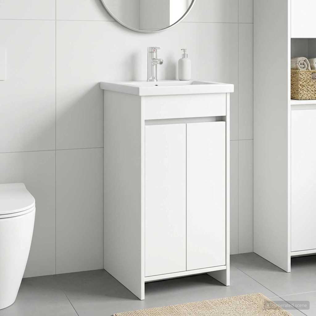 vidaXL Καθρέφτης μπάνιου με νιπτήρα Λευκό 42 x 40 x 84,5 εκ