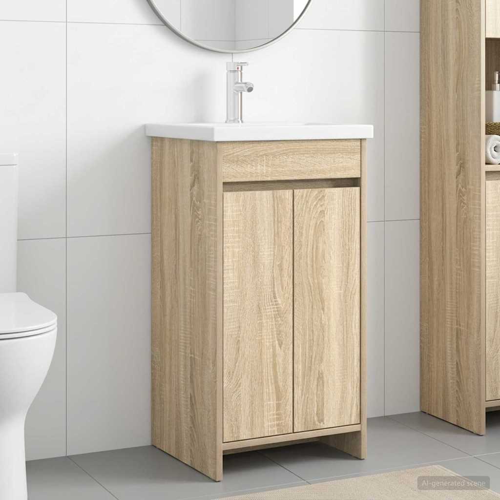 vidaXL Καθρέφτης μπάνιου με νιπτήρα Sonoma Δρυς 42 x 40 x 84,5 εκ
