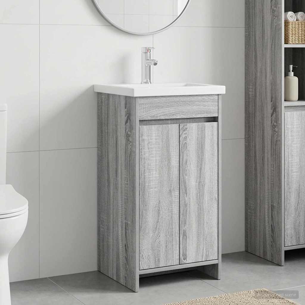 vidaXL Καθρέφτης μπάνιου με νιπτήρα Γκρι Sonoma 42 x 40 x 84,5 εκ