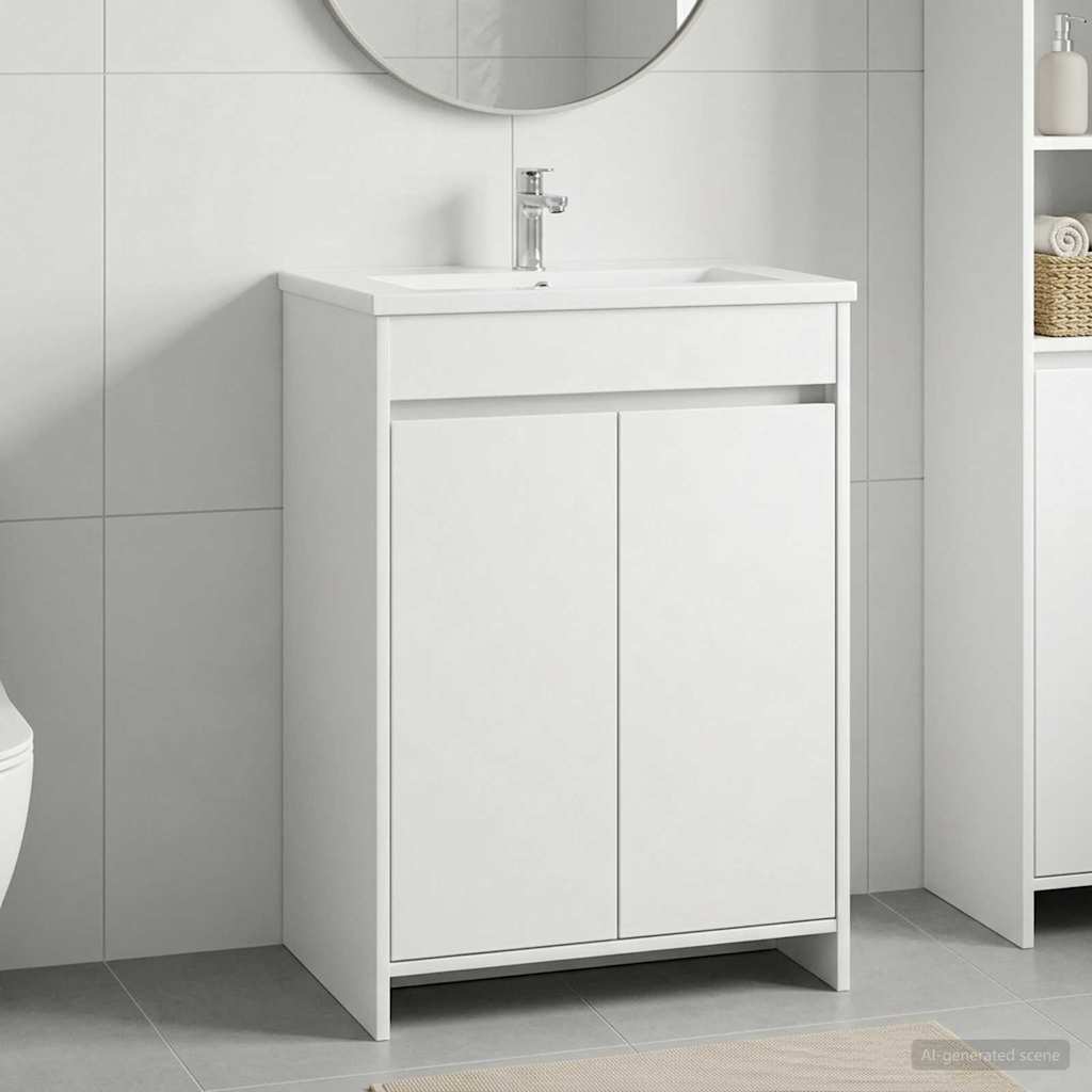 vidaXL Ντουλάπι Κάτω από τον Νιπτήρα Λευκό 56 x 37,5 x 81 εκ