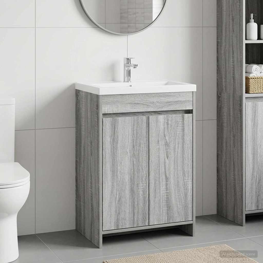 vidaXL Ντουλάπι Κάτω από τον Νιπτήρα Γκρι Sonoma 56 x 37,5 x 81 εκ
