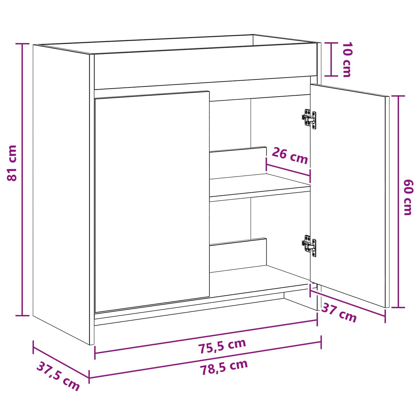 vidaXL Ντουλάπι Κάτω από τον Νιπτήρα Λευκό 78,5 x 37,5 x 81 εκ