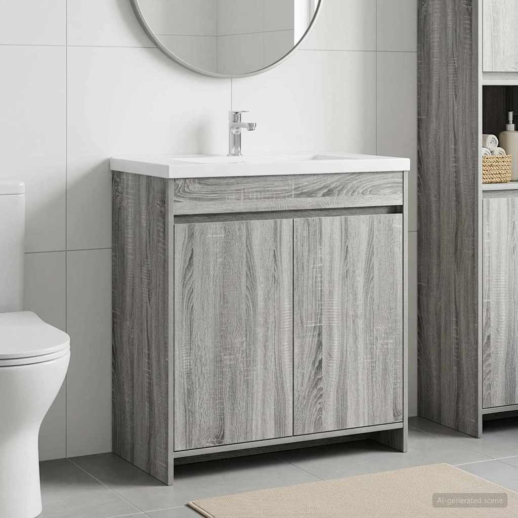 vidaXL Ντουλάπι Κάτω από τον Νιπτήρα Γκρι Sonoma 78,5 x 37,5 x 81 εκ