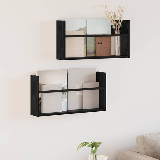 vidaXL Ράφι Περιοδικών με ράφι 2 pcs Μαύρη Οξυά 60 x 12 x 30 εκ