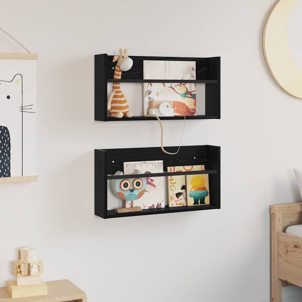 vidaXL Ράφι Περιοδικών με ράφι 2 pcs Μαύρη Οξυά 60 x 12 x 30 εκ