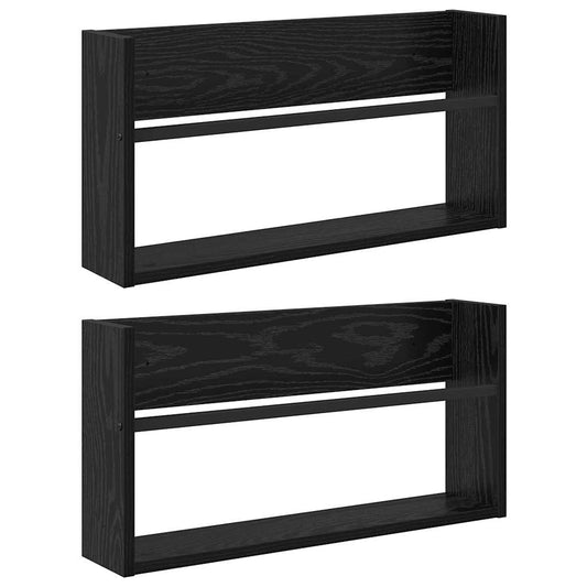 vidaXL Ράφι Περιοδικών με ράφι 2 pcs Μαύρη Οξυά 60 x 12 x 30 εκ