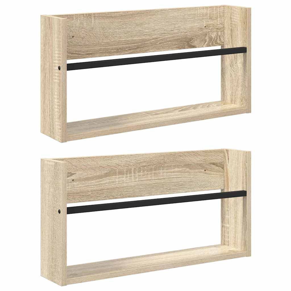 vidaXL Ράφι Περιοδικών με ράφι 2 pcs Δρύς Sonoma 60 x 12 x 30 εκ