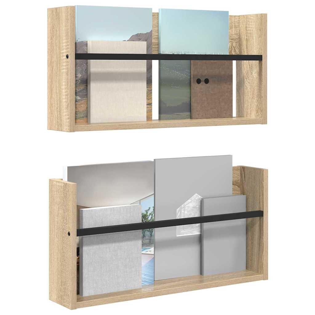 vidaXL Ράφι Περιοδικών με ράφι 2 pcs Δρύς Sonoma 60 x 12 x 30 εκ