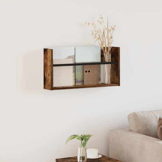 vidaXL Ράφι Περιοδικών με ράφι Επιτοίχιο Καπνιστό Δρύς 60 x 12 x 30 εκ