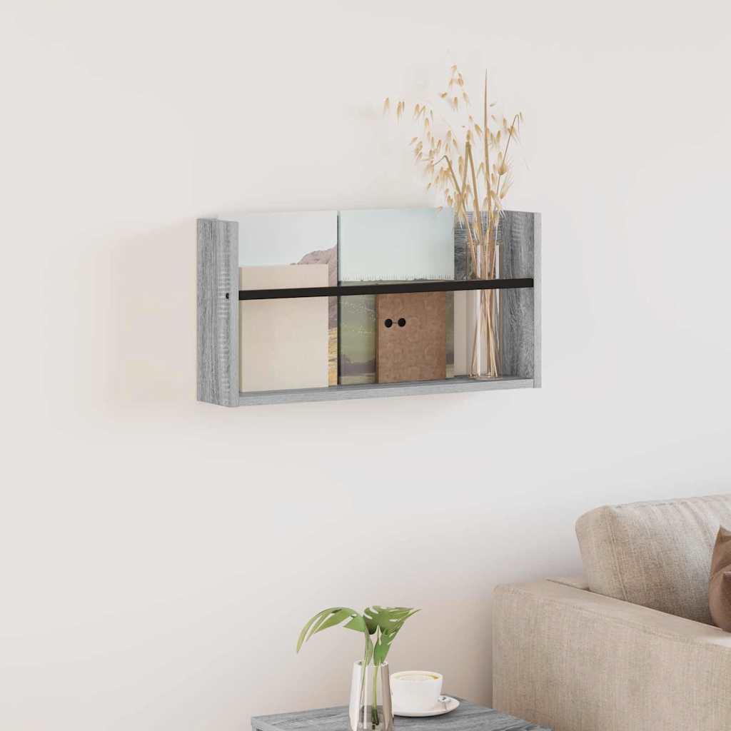 vidaXL Ράφι Περιοδικών με ράφι Επιτοίχιο Γκρίζο Σονομα 60 x 12 x 30 εκ