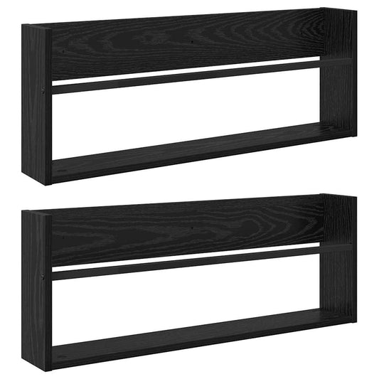 vidaXL Ράφι Περιοδικών με ράφι 2 pcs Μαύρη Οξυά 80 x 12 x 30 εκ