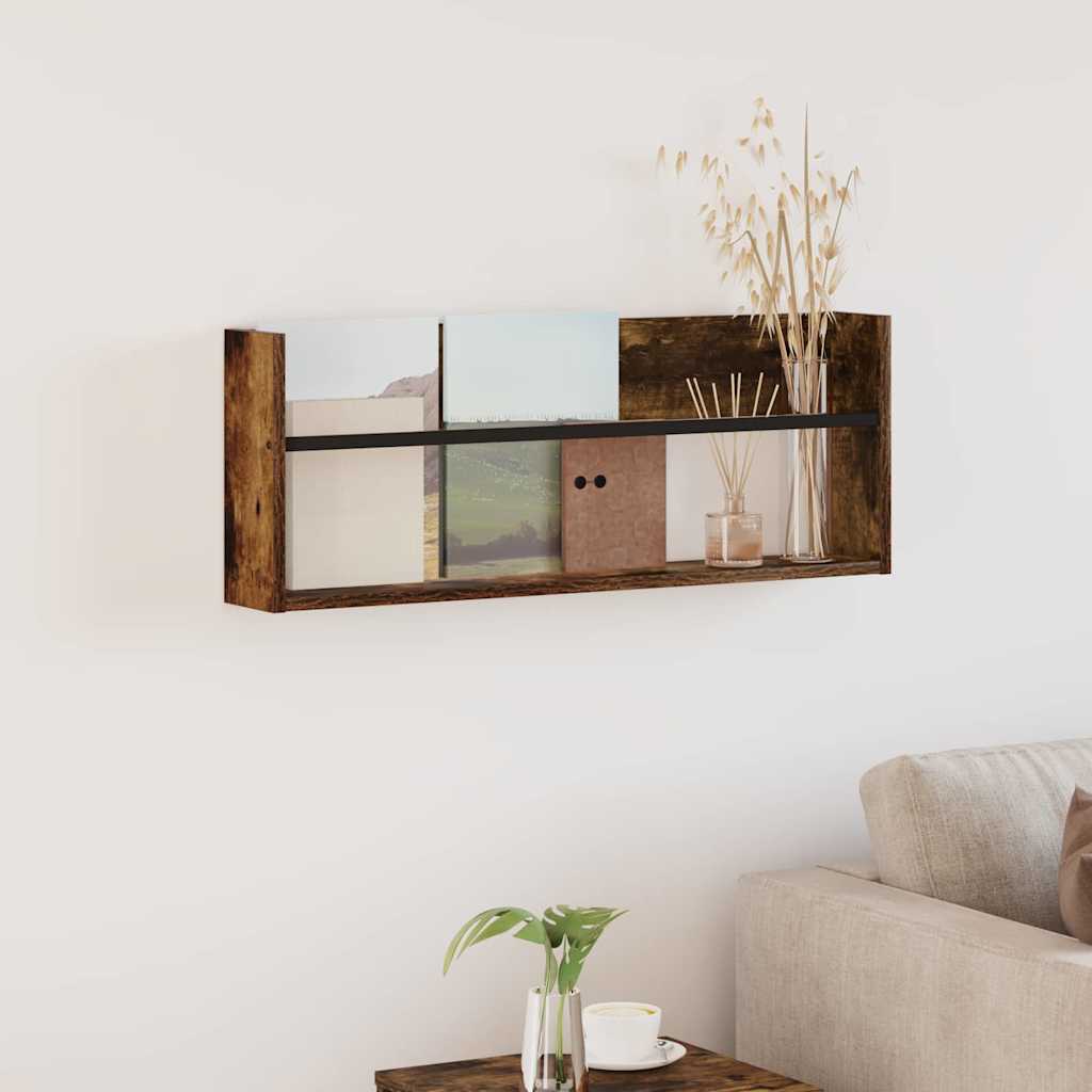 vidaXL Ράφι Περιοδικών με ράφι Επιτοίχιο Καπνιστό Δρύς 80 x 12 x 30 εκ