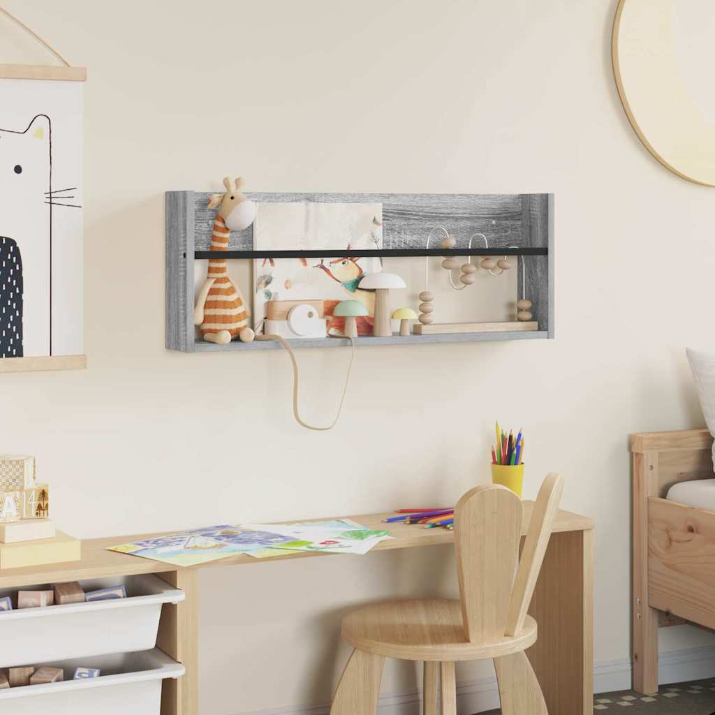 vidaXL Ράφι Περιοδικών με ράφι Επιτοίχιο Γκρίζο Σονομα 80 x 12 x 30 εκ