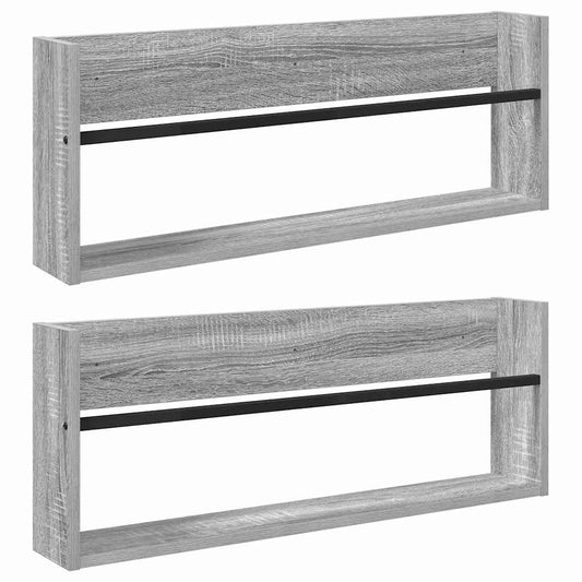 vidaXL Ράφι Περιοδικών με ράφι 2 pcs Γκρίζο Σονομα 80 x 12 x 30 εκ