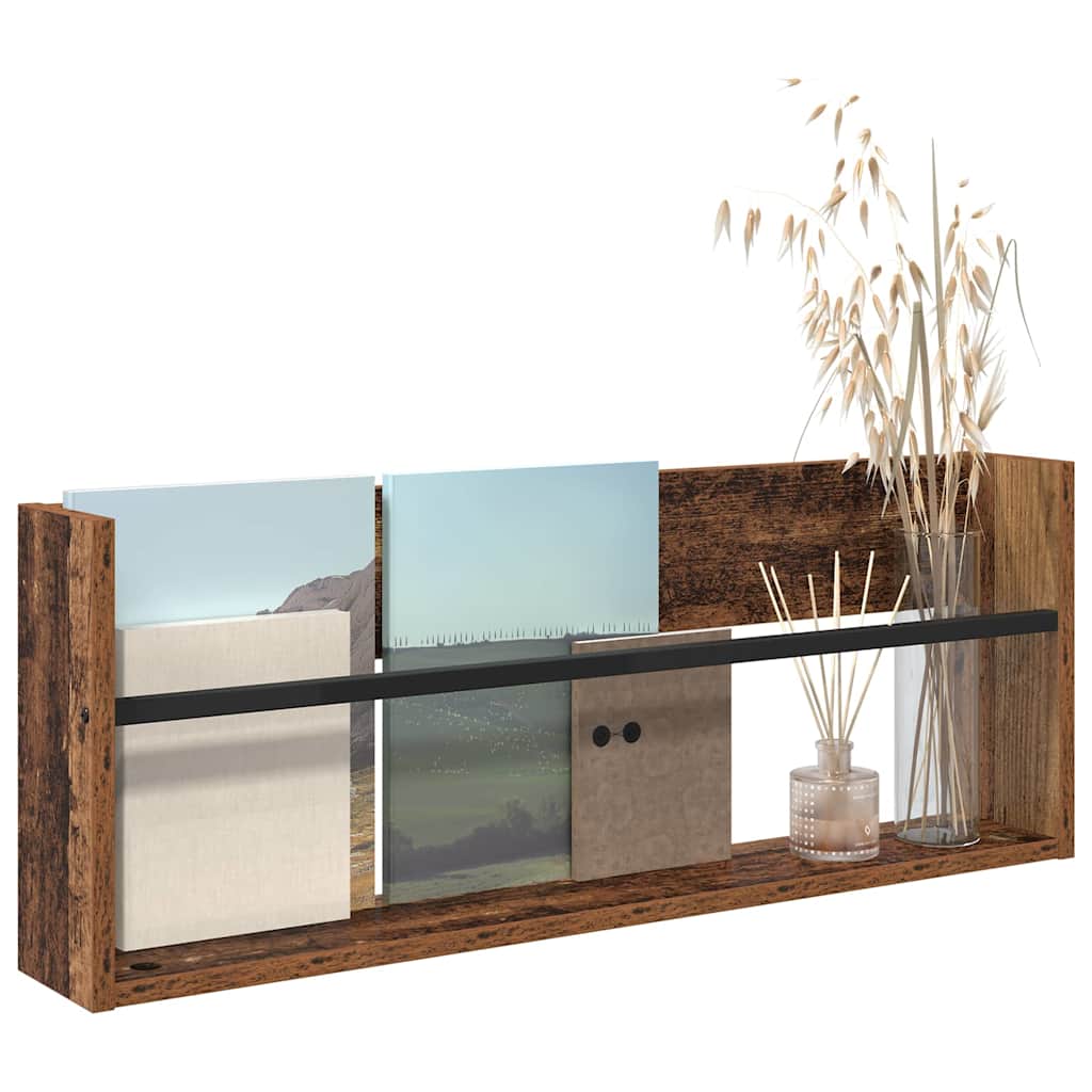 vidaXL Ράφι Περιοδικών Παλιό ξύλο 80 x 12 x 30 εκ Επεξεργασμένο ξύλο