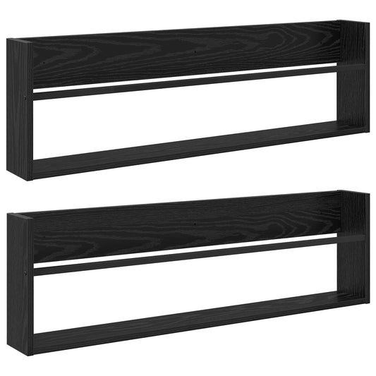 vidaXL Ράφι Περιοδικών με ράφι 2 pcs Μαύρη Οξυά 100 x 12 x 30 εκ