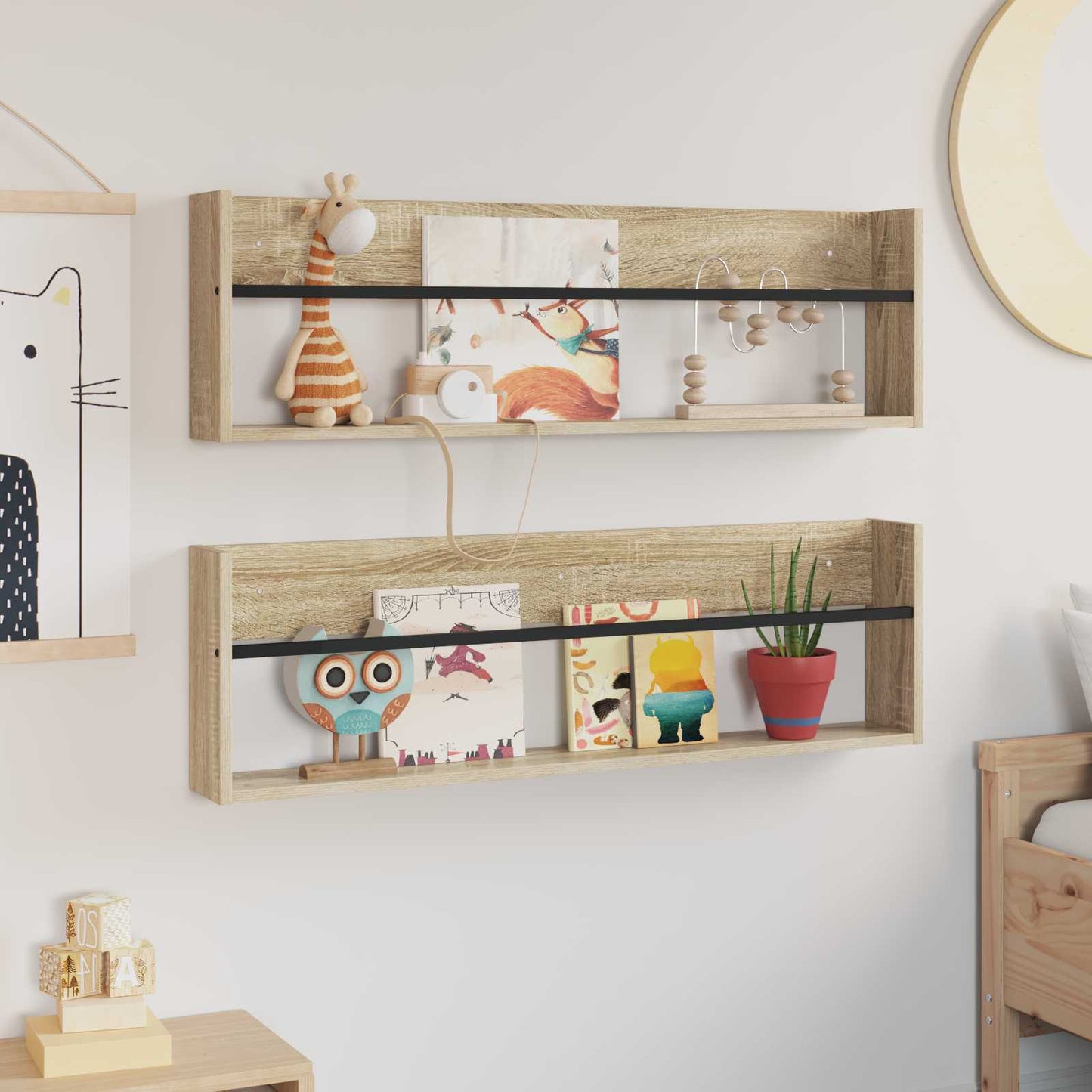 vidaXL Ράφι Περιοδικών με ράφι 2 pcs Δρύς Sonoma 100 x 12 x 30 εκ