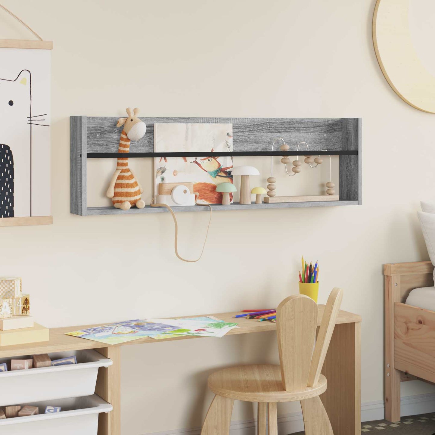 vidaXL Ράφι Περιοδικών με ράφι Γκρίζο Σονομα 100 x 12 x 30 εκ