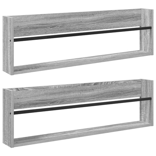 vidaXL Ράφι Περιοδικών με ράφι 2 pcs Γκρίζο Σονομα 100 x 12 x 30 εκ
