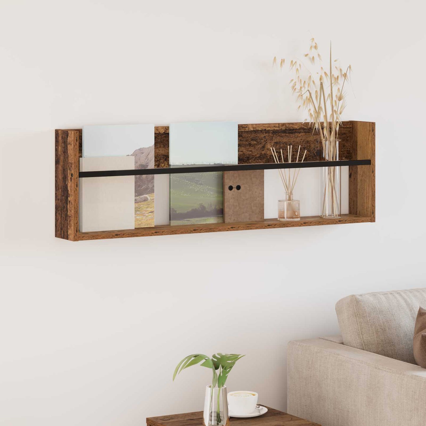 vidaXL Ράφι Περιοδικών Παλιό ξύλο 100 x 12 x 30 εκ Επεξεργασμένο ξύλο