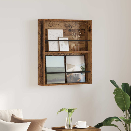 vidaXL Ράφι Περιοδικών Παλιό ξύλο 60 x 12 x 70 εκ Επεξεργασμένο ξύλο