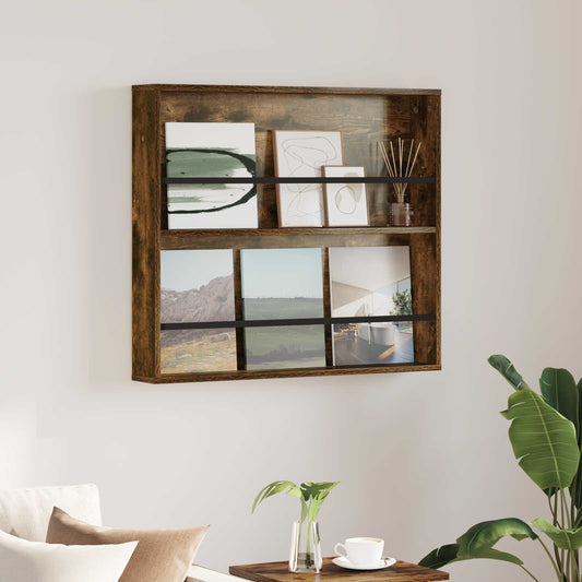 vidaXL Ράφι Περιοδικών με ράφι Επιτοίχιο Καπνιστό Δρύς 80 x 12 x 70 εκ