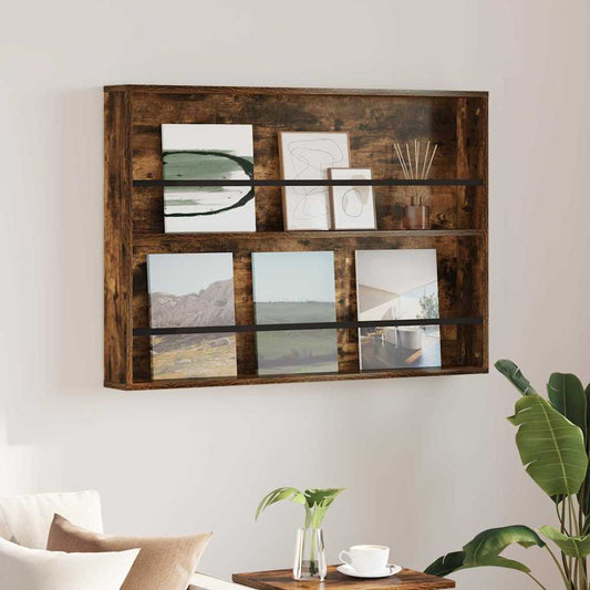 vidaXL Ράφι Περιοδικών με ράφι Καπνιστό Δρύς 100 x 12 x 70 εκ