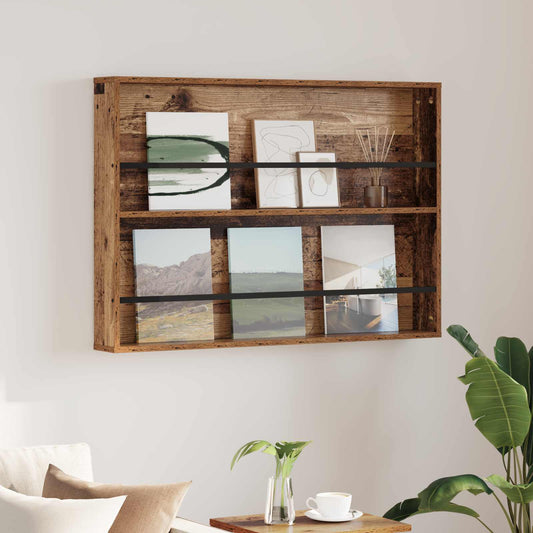 vidaXL Ράφι Περιοδικών Παλιό ξύλο 100 x 12 x 70 εκ Επεξεργασμένο ξύλο