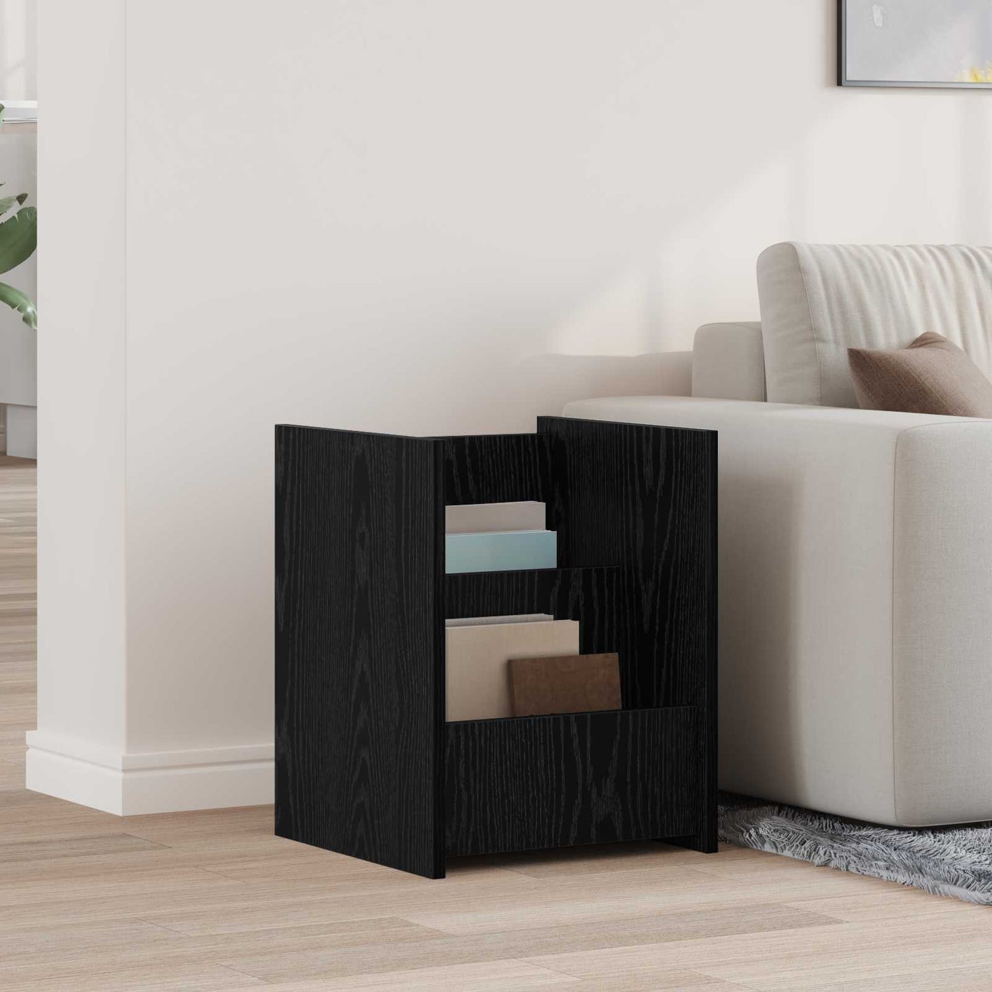 vidaXL Ράφι Περιοδικών Μαύρη Οξυά 35 x 35 x 45 εκ Επεξεργασμένο ξύλο