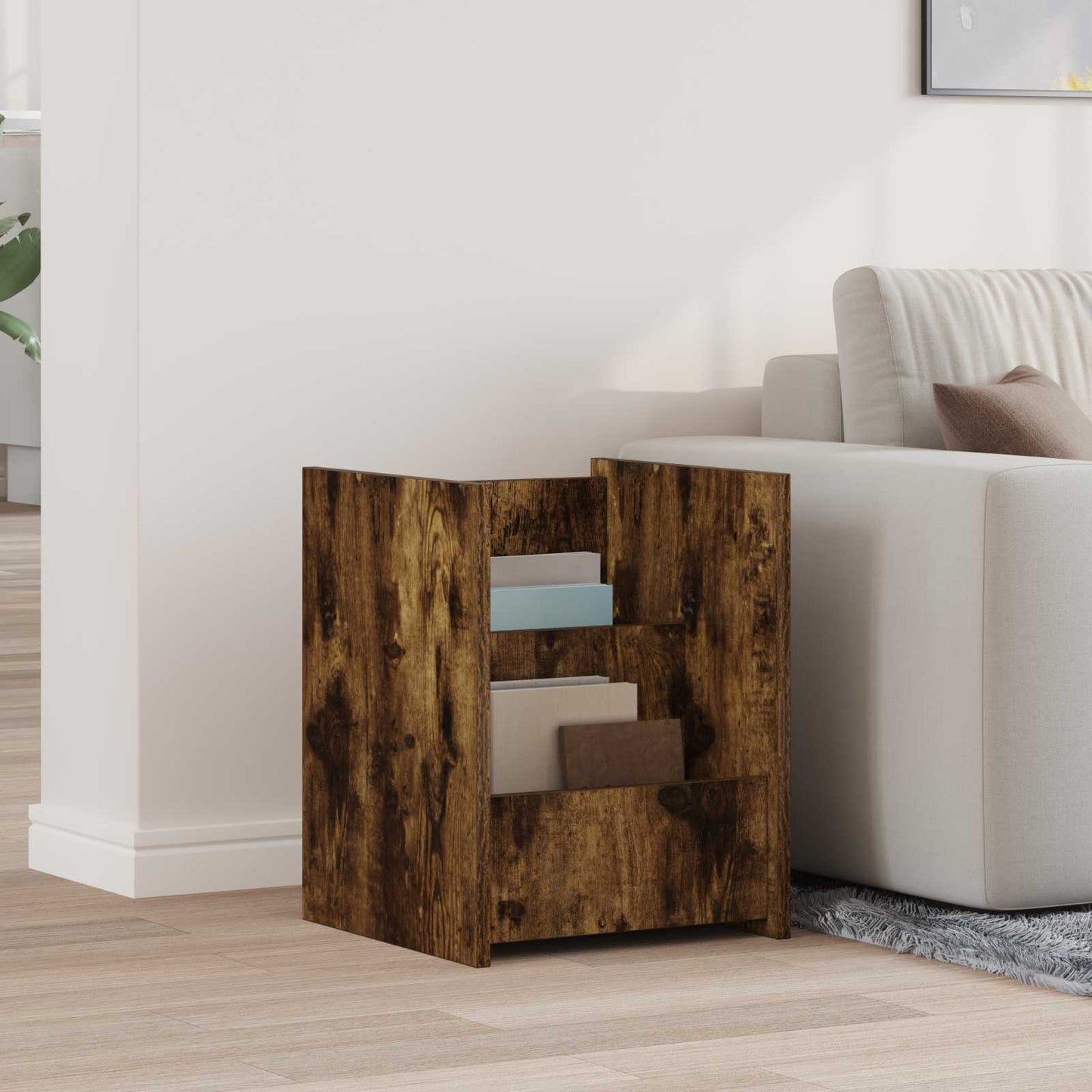 vidaXL Ράφι Περιοδικών με ράφι Καπνιστό Δρύς 35 x 35 x 45 εκ