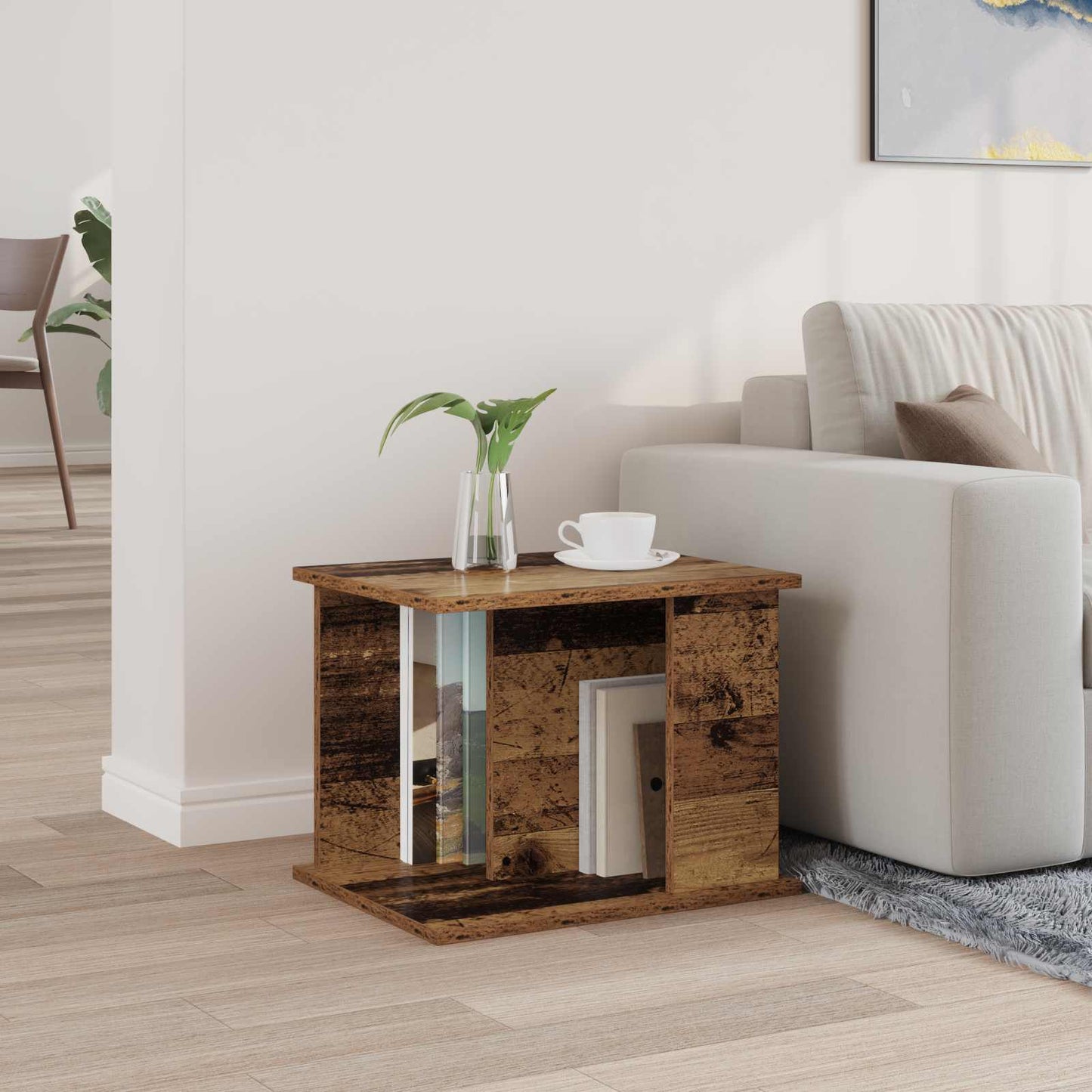 vidaXL Ράφι Περιοδικών Παλιό ξύλο 35 x 35 x 45 εκ Επεξεργασμένο ξύλο