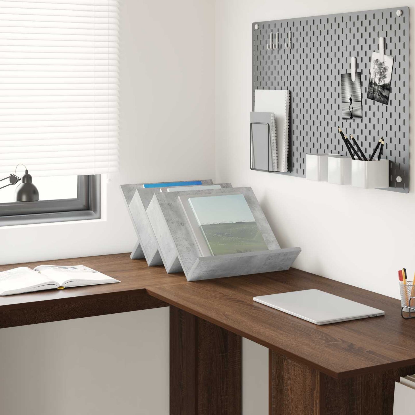 vidaXL Ράφι Περιοδικών με ράφι Γκρι Μπετόν 53 x 40 x 28.5 εκ