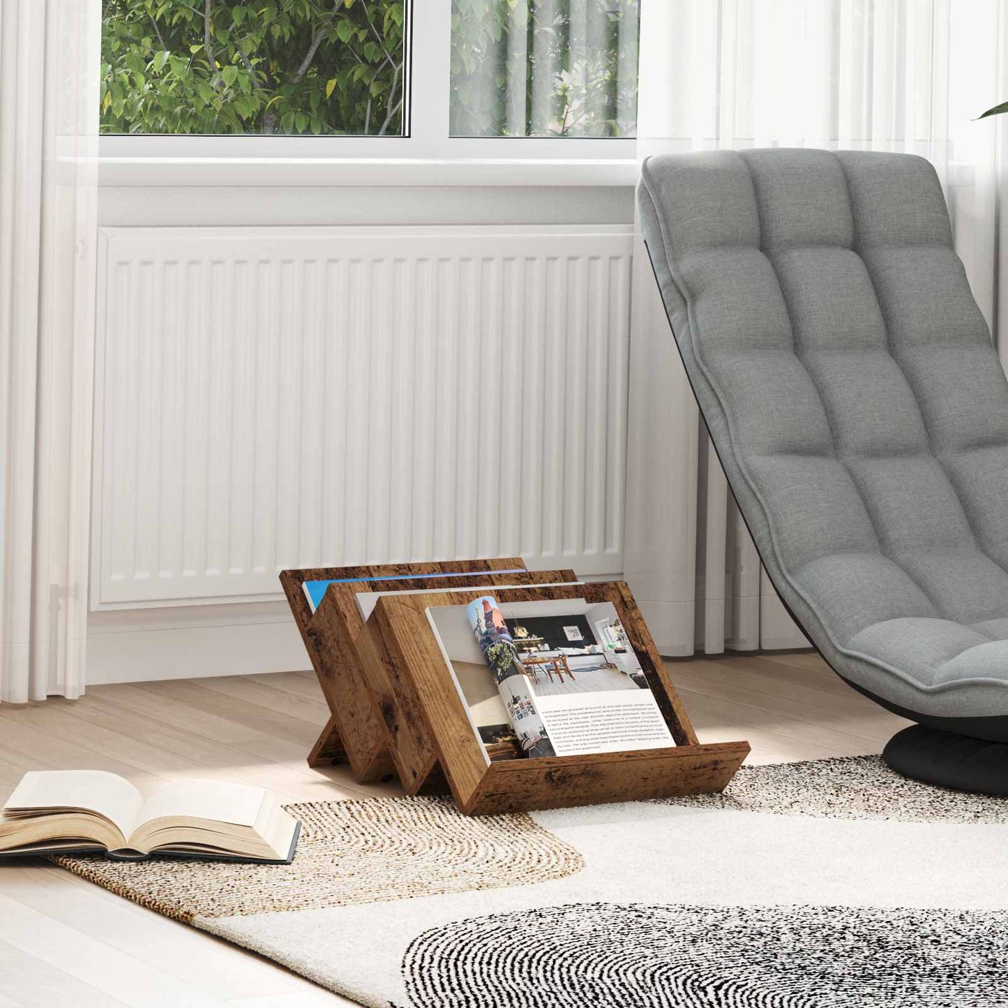 vidaXL Ράφι Περιοδικών Παλιό ξύλο 53 x 40 x 28.5 εκ Επεξεργασμένο ξύλο