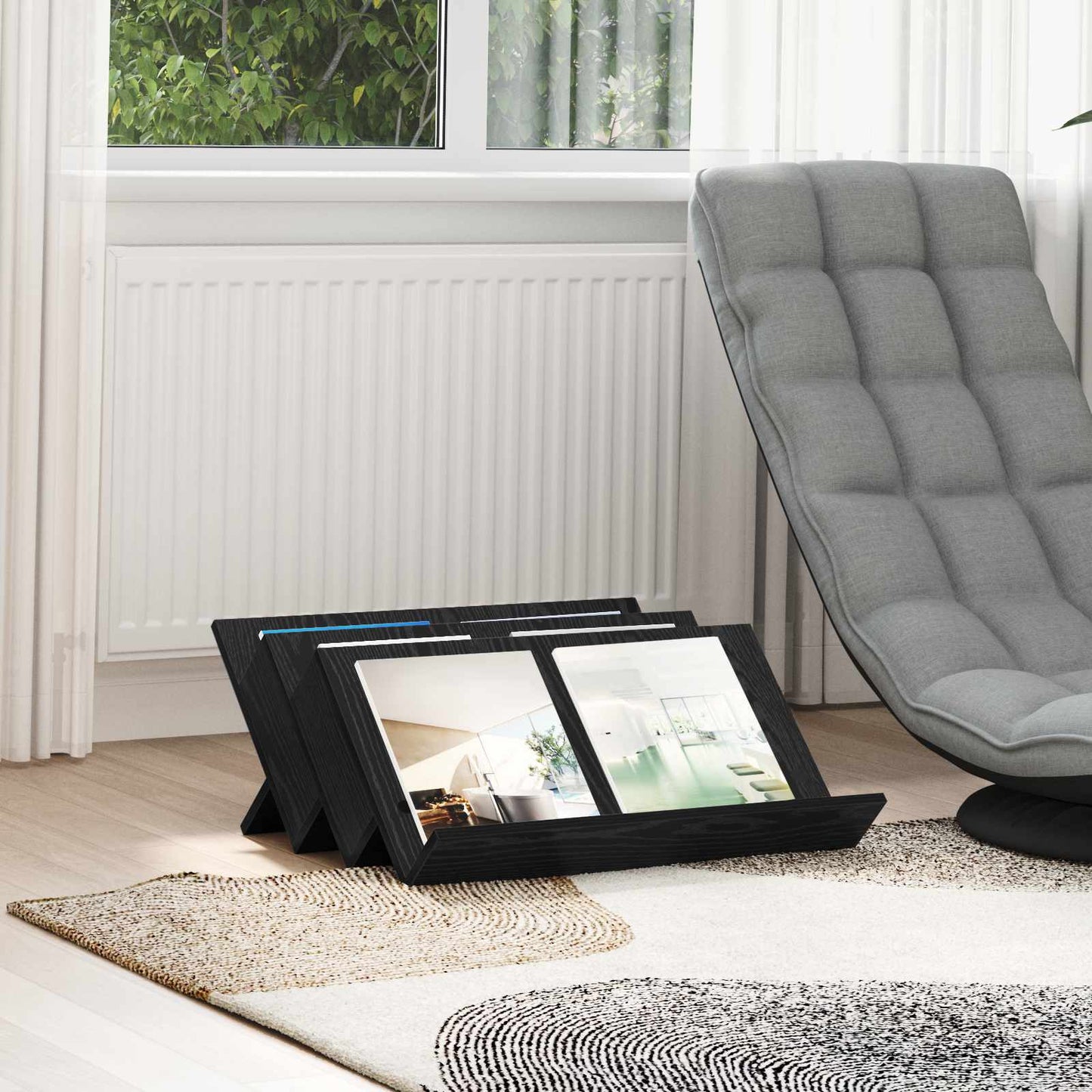 vidaXL Ράφι Περιοδικών Μαύρη Οξυά 65 x 53 x 28,5 εκ Επεξεργασμένο ξύλο