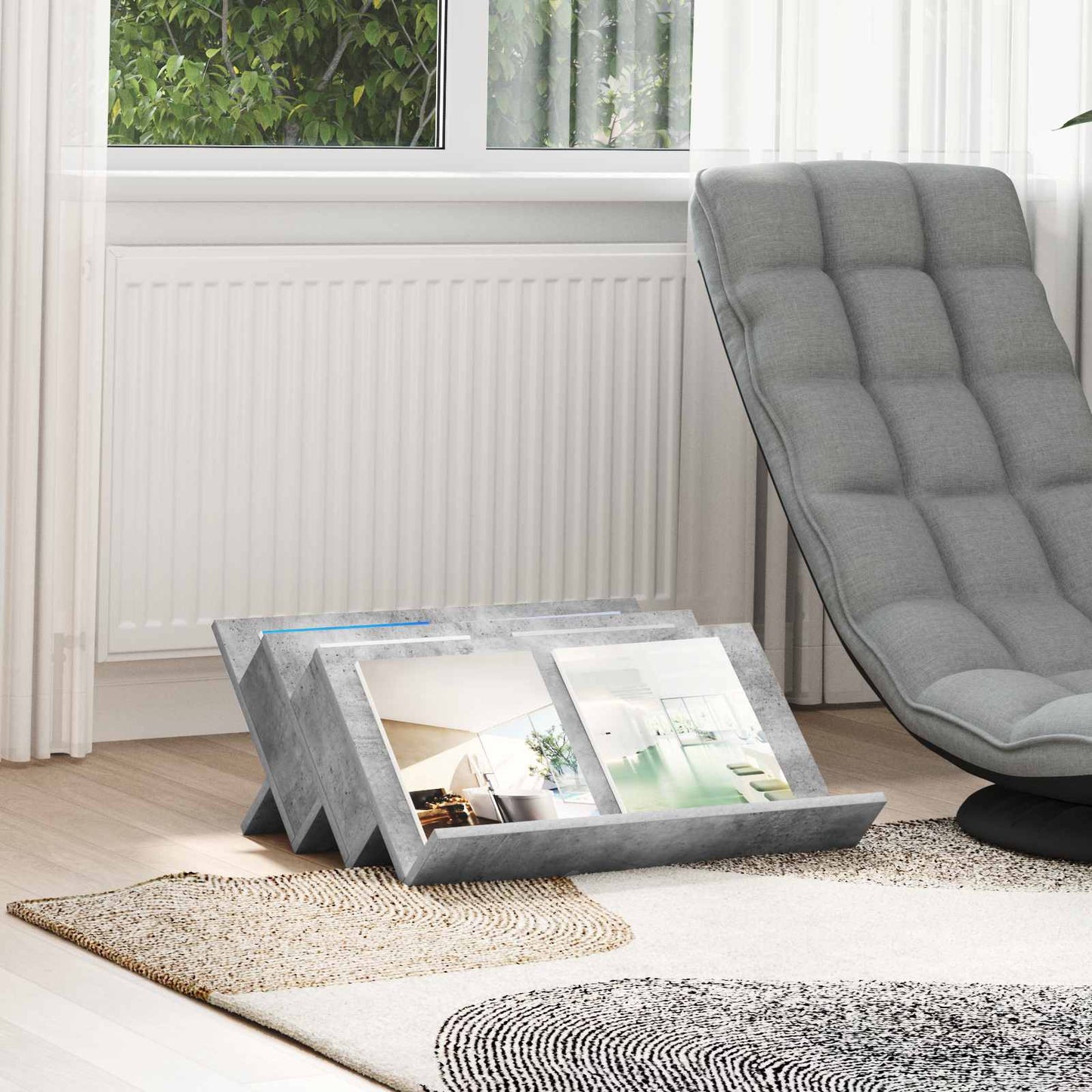 vidaXL Ράφι Περιοδικών με ράφι Γκρι Μπετόν 65 x 53 x 28,5 εκ